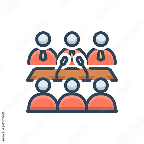 Color illustration icon for business conference 
