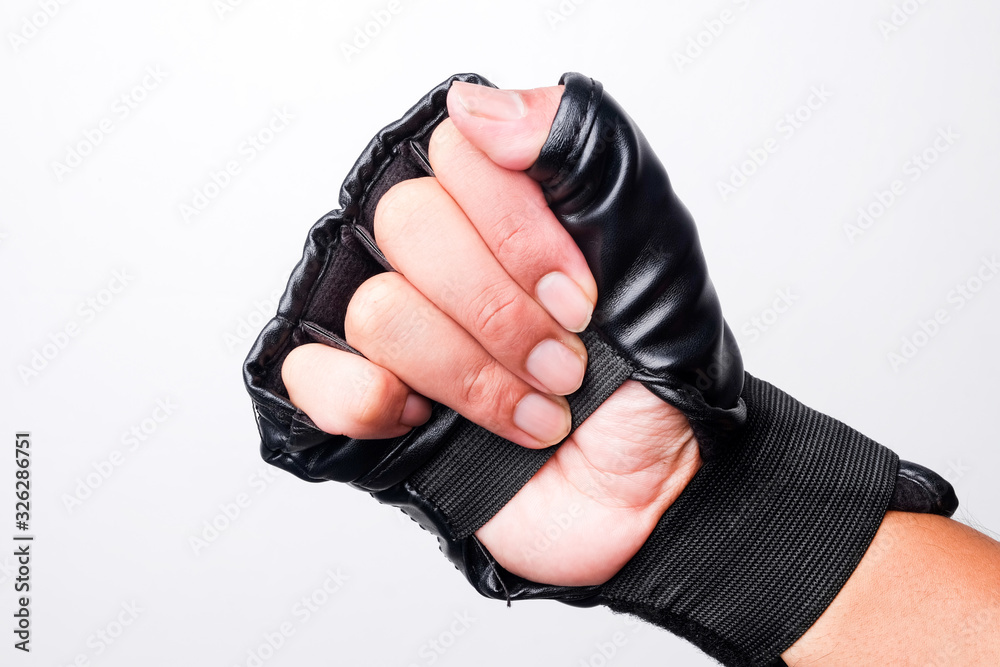 Fototapeta premium hands in black gloves isolated on white background