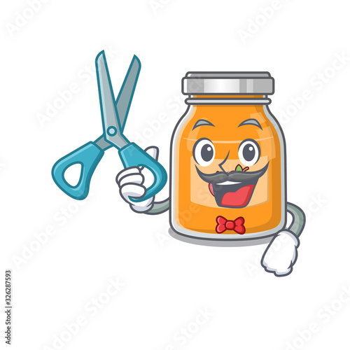 Cartoon character of Sporty Barber apple jam design style