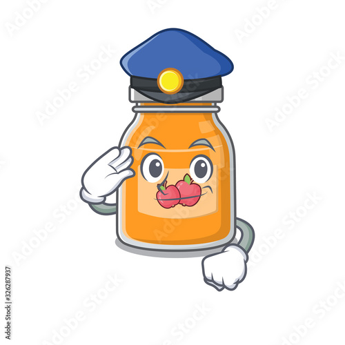 A manly apple jam Cartoon concept working as a Police officer