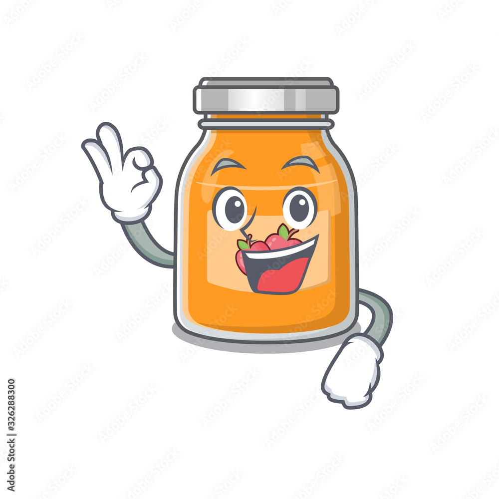 A funny picture of apple jam making an Okay gesture A funny picture of apple jam making an Okay gesture