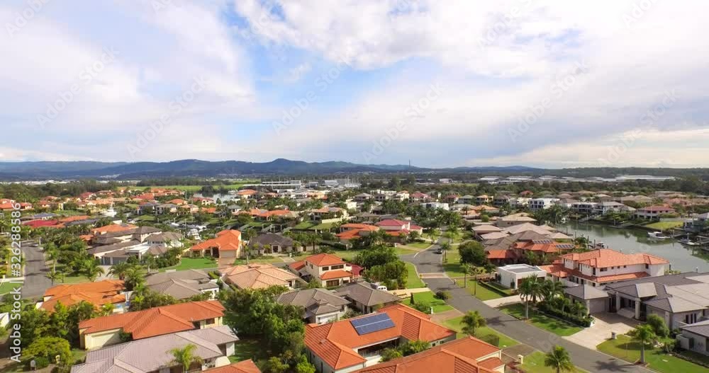Aerial shot of Australian Suburbs. Australian down town from above. Panoramic view. Aerial shot of Australian Suburbs. Australian down town from above. Panoramic view.