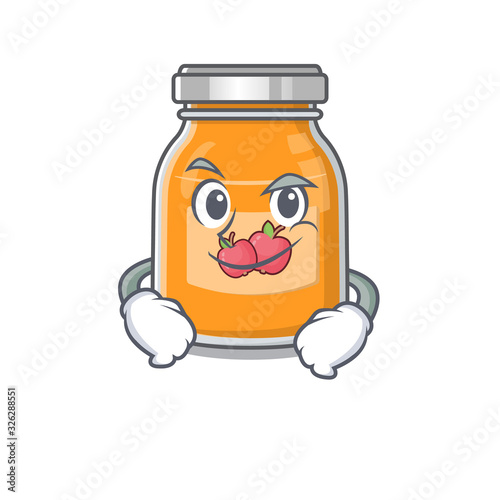Cool apple jam mascot character with Smirking face