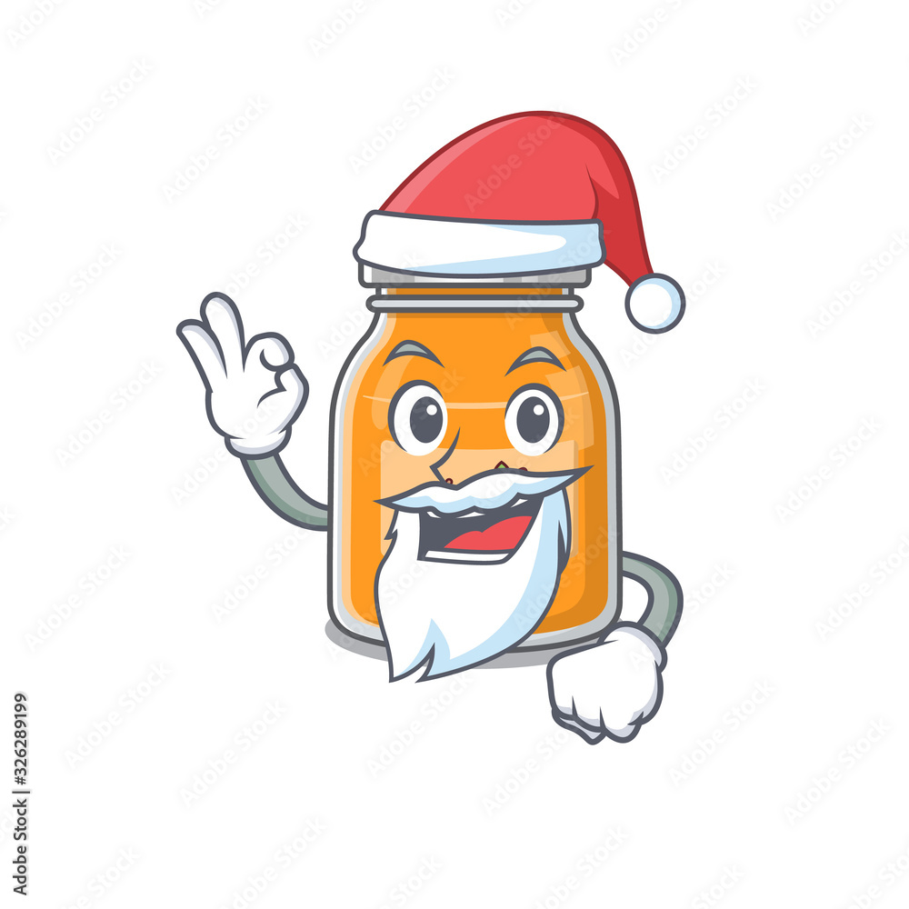 Apple jam in Santa cartoon character style with ok finger Apple jam in Santa cartoon character style with ok finger