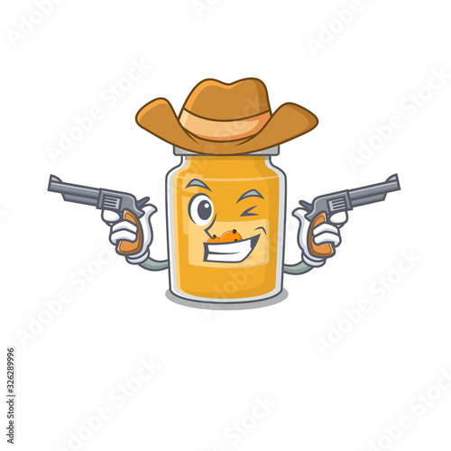 Appricot Cowboy cartoon in concept having guns