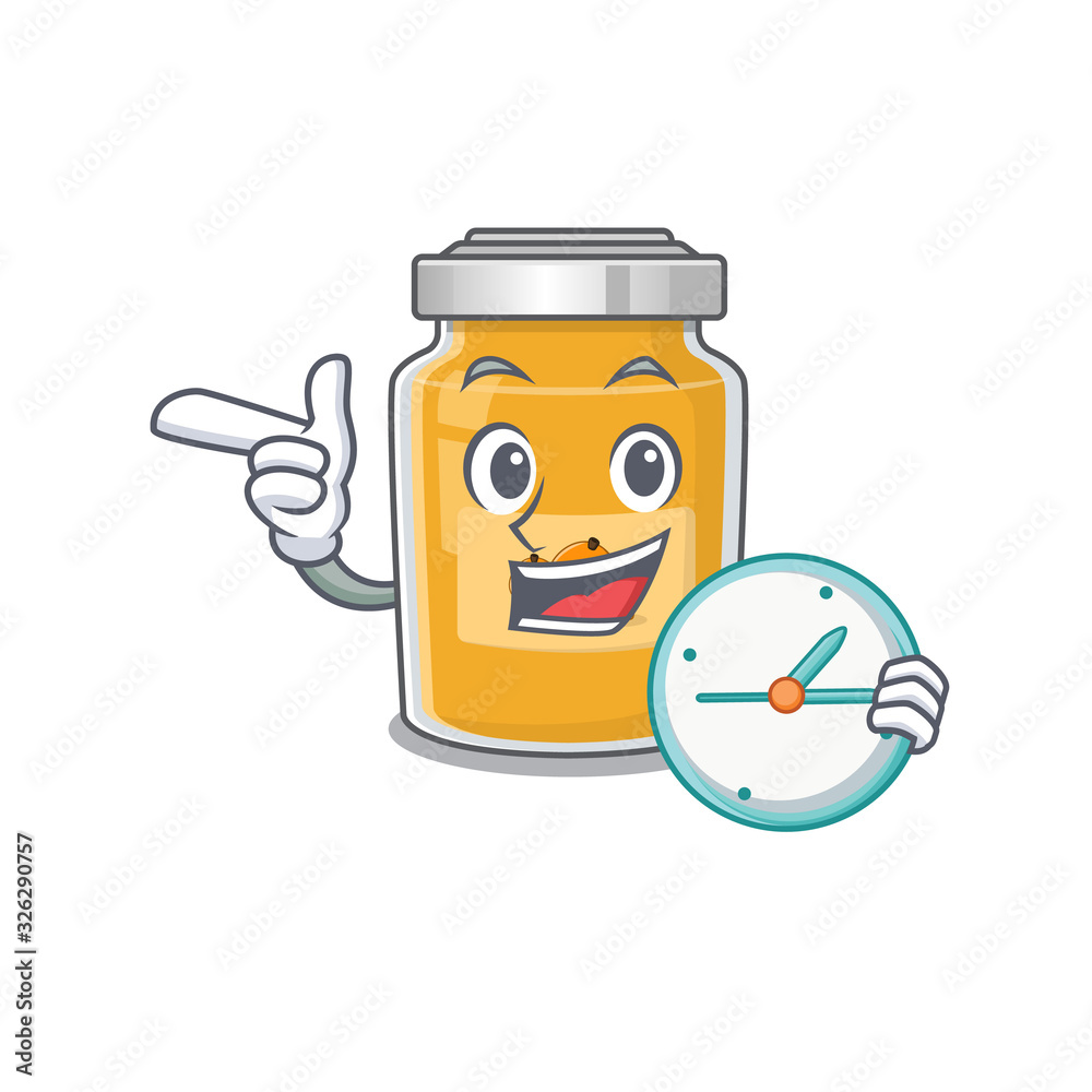 cartoon character in concept appricot having clock
