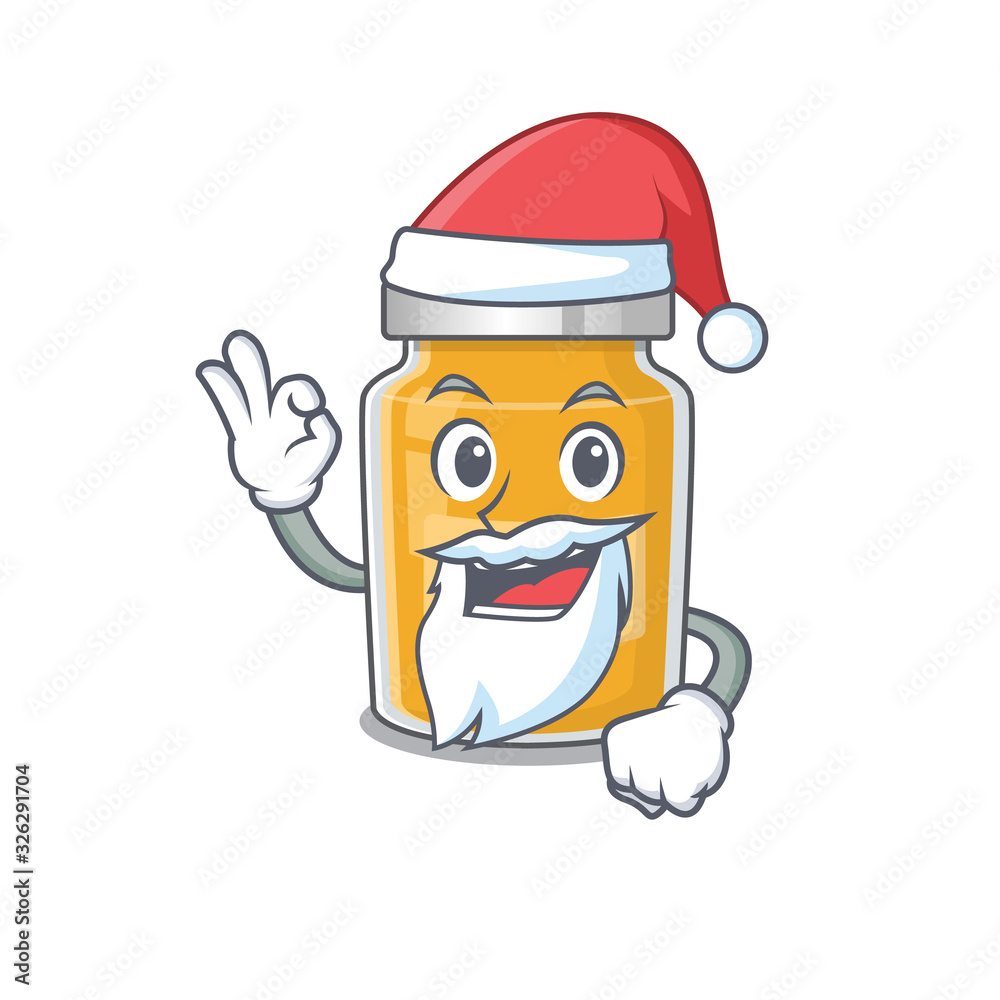 Appricot in Santa cartoon character style with ok finger Appricot in Santa cartoon character style with ok finger