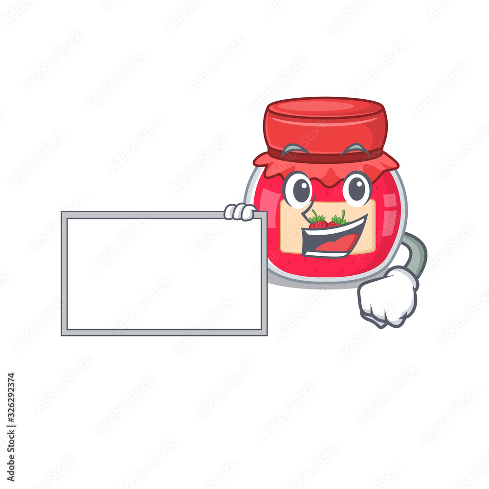 cartoon character of strawberry jam design concept bring a board