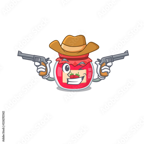 Strawberry jam Cowboy cartoon concept having guns