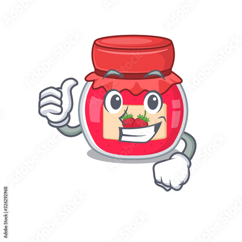 Funny strawberry jam making Thumbs up gesture