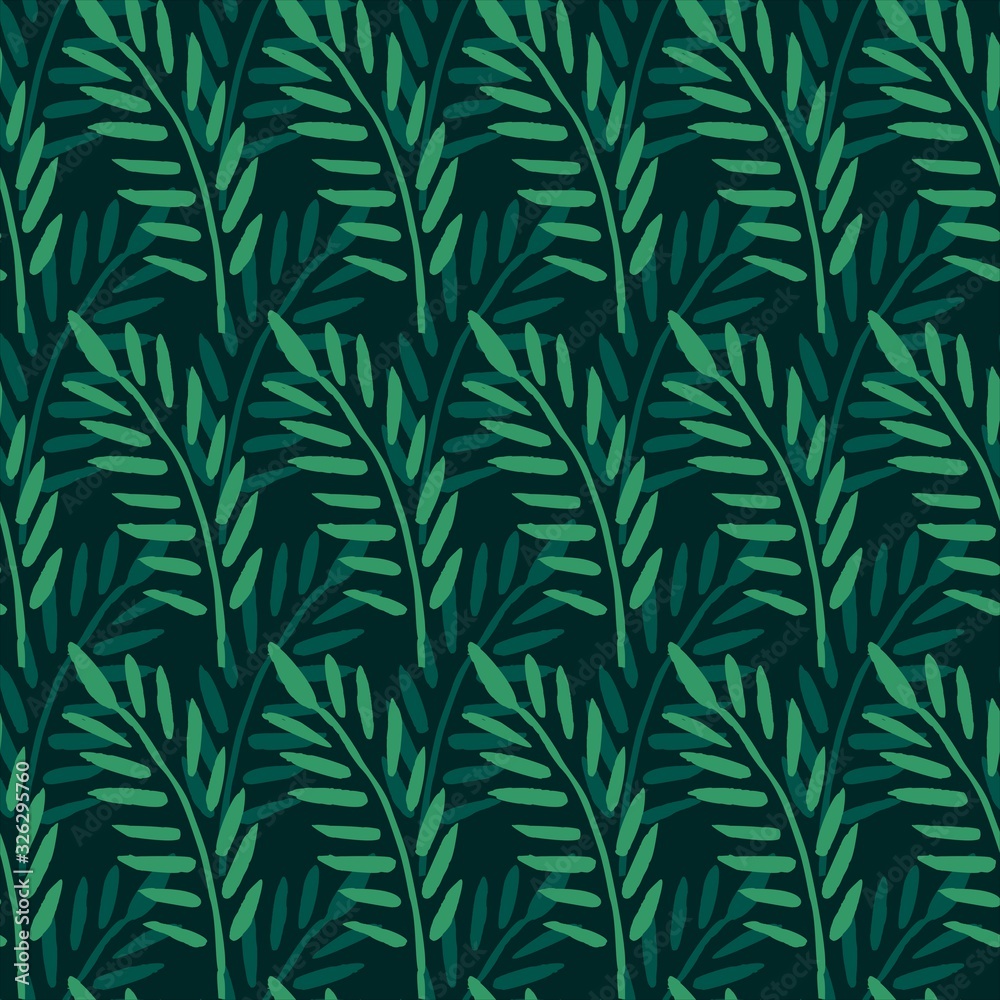Exotic tropical vector seamless pattern. Leaves of palm trees, leaves in the jungle. Hand drawn. For design, wrapping paper, fabric, textile, carpets, clothes, wallpaper, trendy background. Exotic tropical vector seamless pattern. Leaves of palm trees, leaves in the jungle. Hand drawn. For design, wrapping paper, fabric, textile, carpets, clothes, wallpaper, trendy background.
