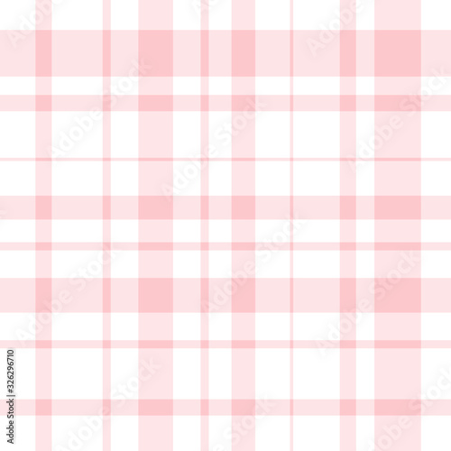 Seamless pattern in fine light pink and white colors for plaid, fabric, textile, clothes, tablecloth and other things. Vector image.
