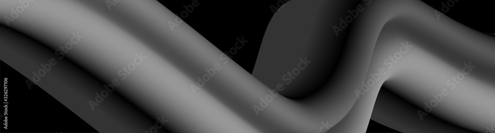 Panorama. Black and grey abstract background with 3d flow gradient ...