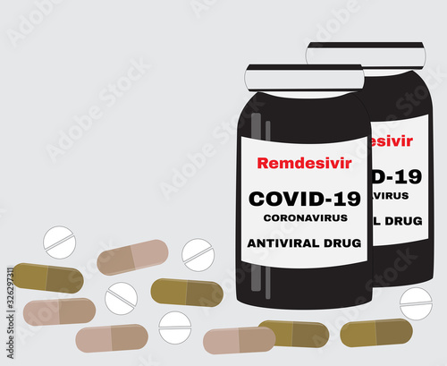 Remdesivir antiviral drugs, anti-viral drug against COVID-19 virus or coronavirus, vector illustation.