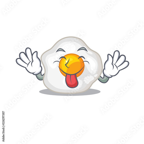 Funny fried egg mascot design with Tongue out