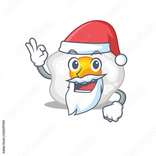 Fried egg in Santa cartoon character style with ok finger © kongvector