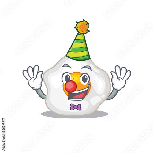 Funny Clown fried egg cartoon character mascot design © kongvector