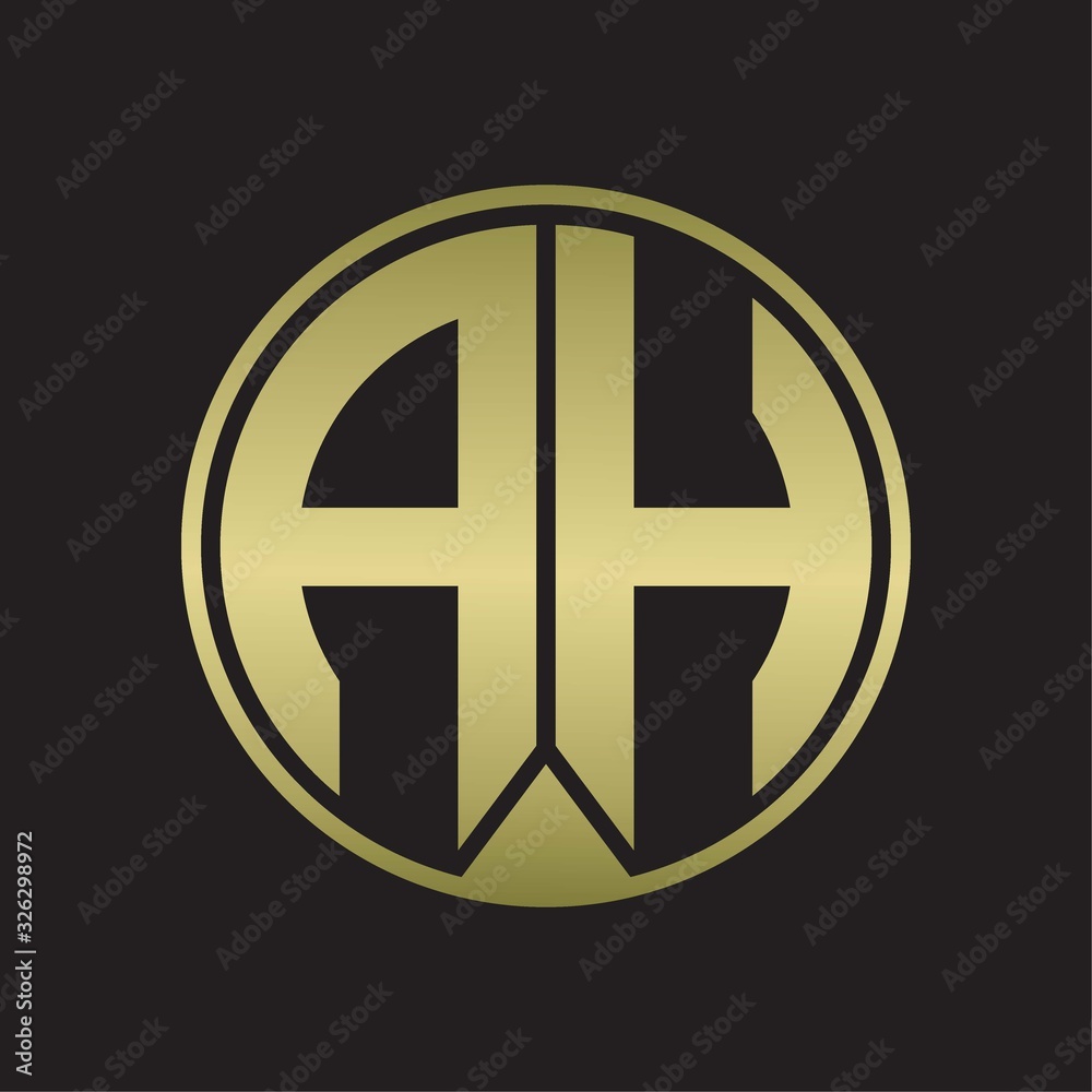 AH Logo monogram circle with piece ribbon style on gold colors AH Logo monogram circle with piece ribbon style on gold colors
