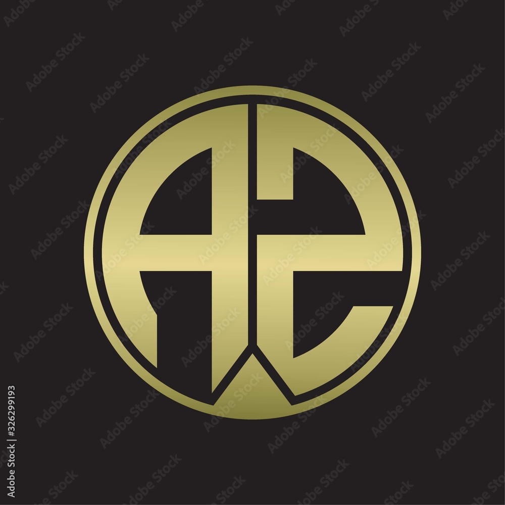 AZ Logo monogram circle with piece ribbon style on gold colors AZ Logo monogram circle with piece ribbon style on gold colors