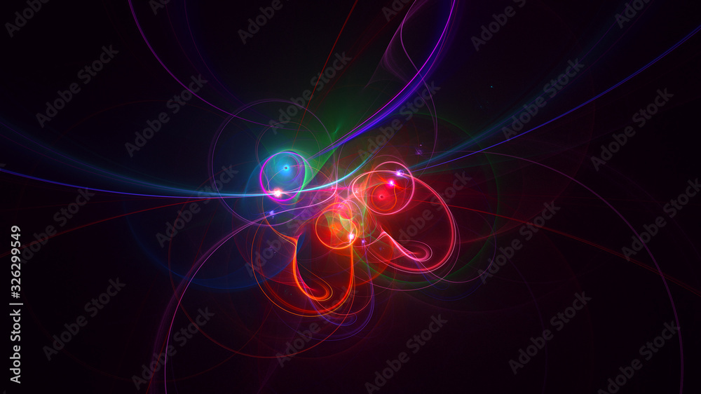 3D rendering abstract red fractal light background