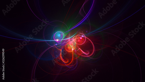 3D rendering abstract red fractal light background