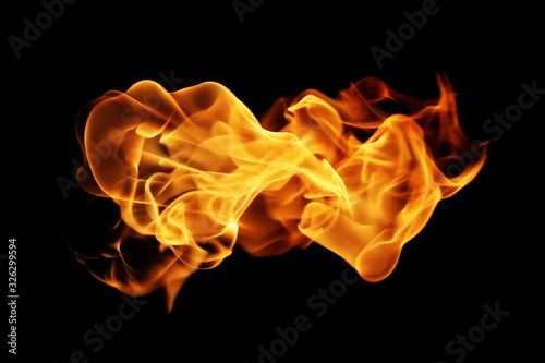 Fire on the black background