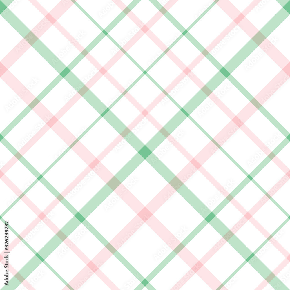 Fototapeta premium Seamless pattern in fine light pink, green and white colors for plaid, fabric, textile, clothes, tablecloth and other things. Vector image. 2