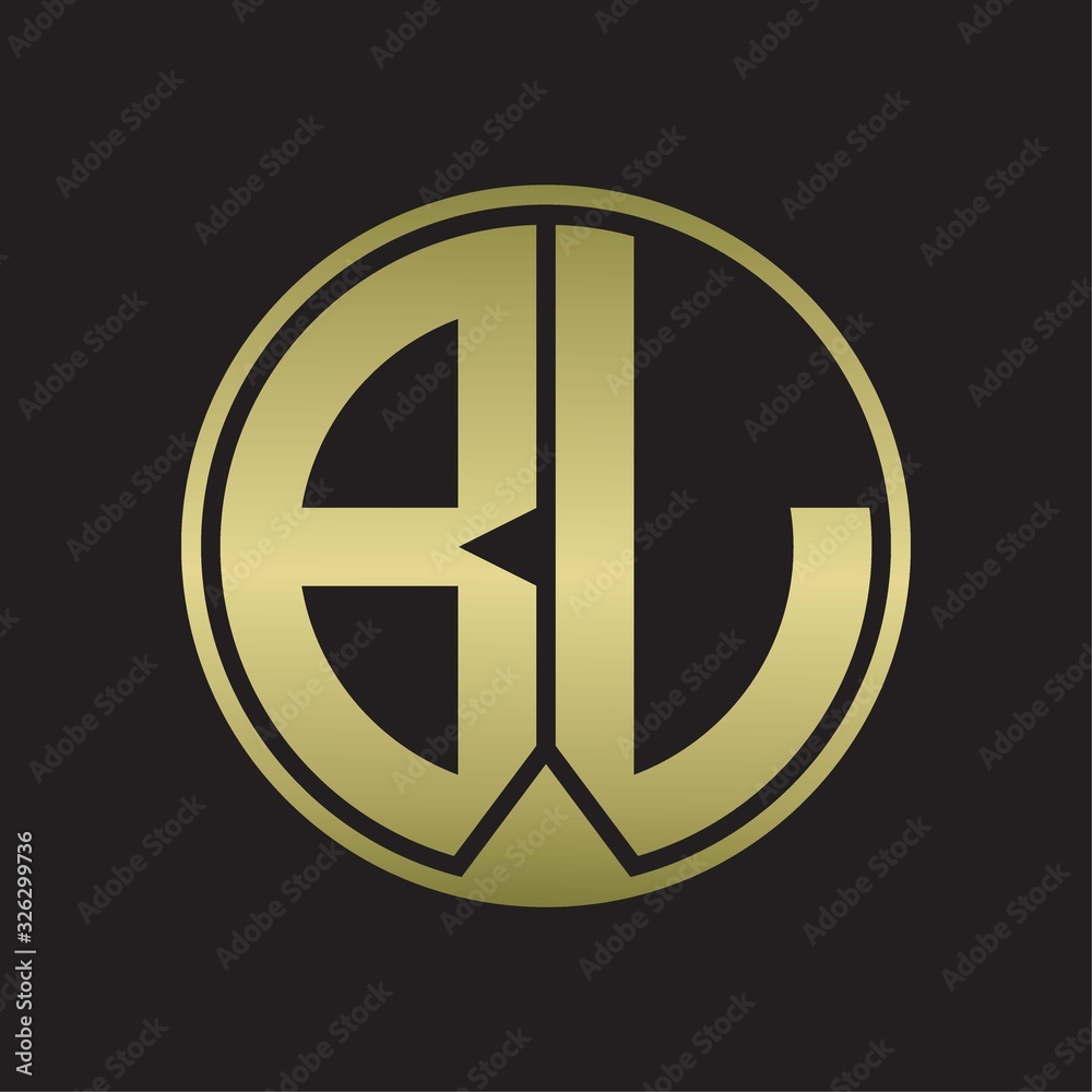 BL Logo monogram circle with piece ribbon style on gold colors BL Logo monogram circle with piece ribbon style on gold colors
