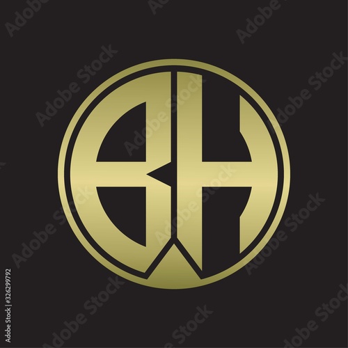 BH Logo monogram circle with piece ribbon style on gold colors