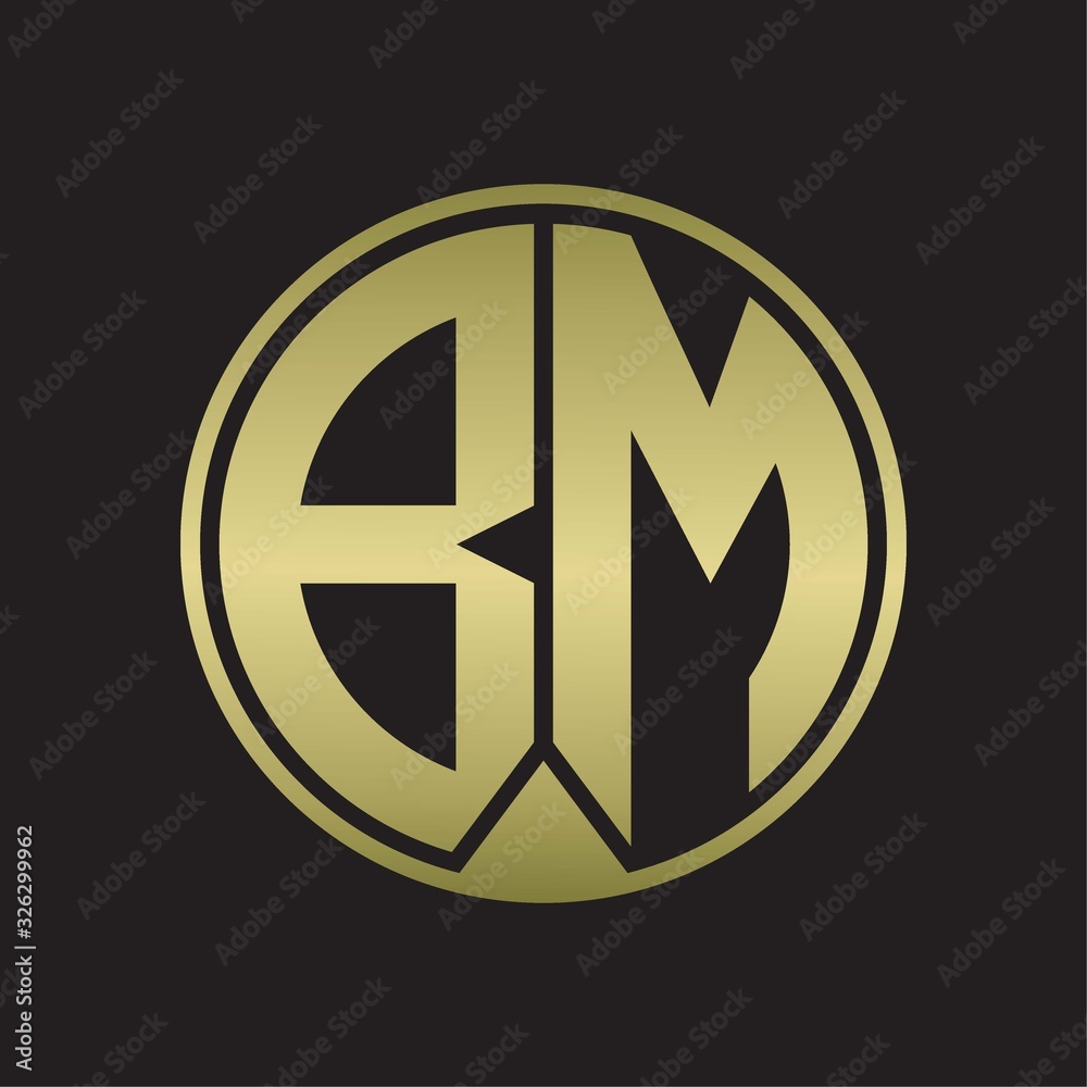 BM Logo monogram circle with piece ribbon style on gold colors BM Logo monogram circle with piece ribbon style on gold colors