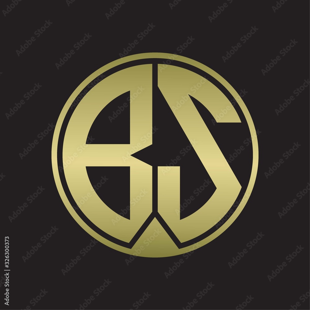 BS Logo monogram circle with piece ribbon style on gold colors BS Logo monogram circle with piece ribbon style on gold colors