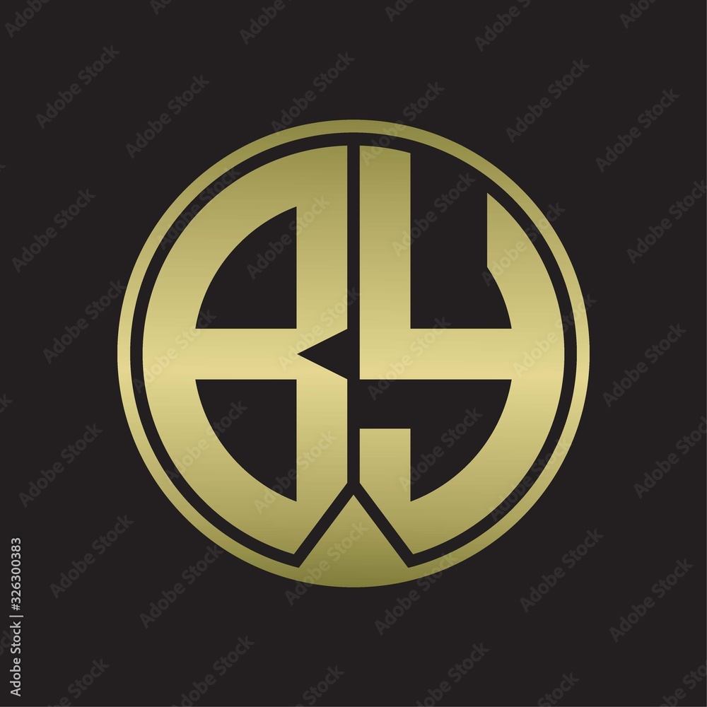 BY Logo monogram circle with piece ribbon style on gold colors BY Logo monogram circle with piece ribbon style on gold colors