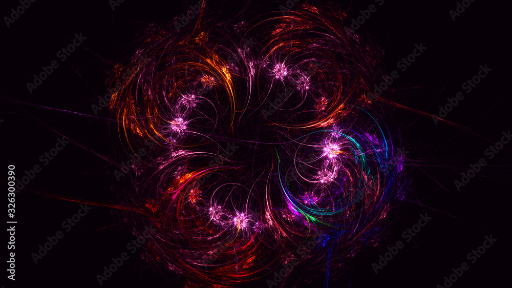 3D rendering abstract red fractal light background 3D rendering abstract red fractal light background