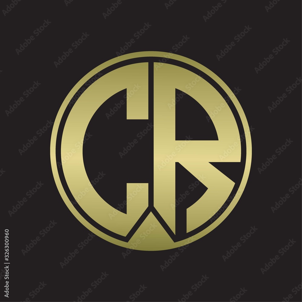 CR Logo monogram circle with piece ribbon style on gold colors CR Logo monogram circle with piece ribbon style on gold colors
