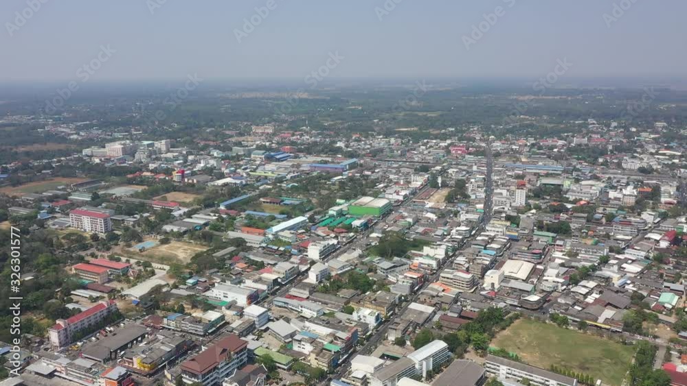 Aerial view of Mueang Sisaket District Sisaket Province, Thailand Aerial view of Mueang Sisaket District Sisaket Province, Thailand