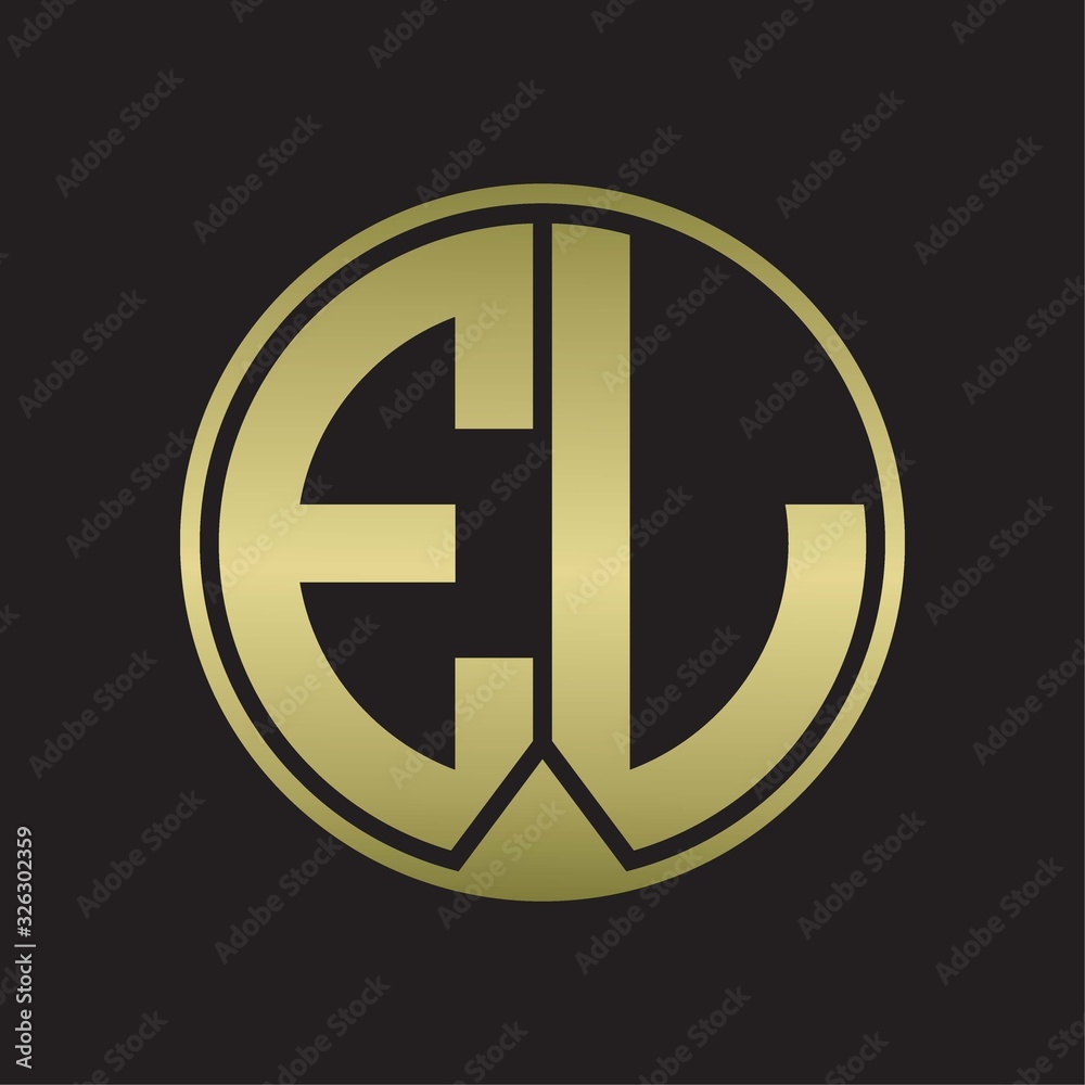 EL Logo monogram circle with piece ribbon style on gold colors EL Logo monogram circle with piece ribbon style on gold colors