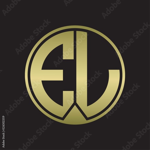 EL Logo monogram circle with piece ribbon style on gold colors