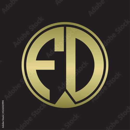 FD Logo monogram circle with piece ribbon style on gold colors