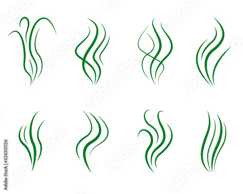 Set of smoke steam icons in silhouette design. Aroma smell signs