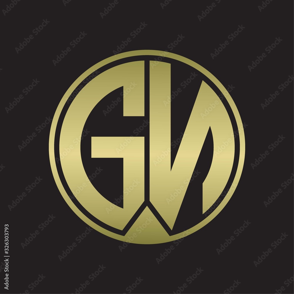 GN Logo monogram circle with piece ribbon style on gold colors GN Logo monogram circle with piece ribbon style on gold colors