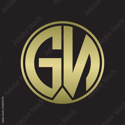 GN Logo monogram circle with piece ribbon style on gold colors Free Download GN Logo monogram circle with piece ribbon style on gold colors - GFXLoad