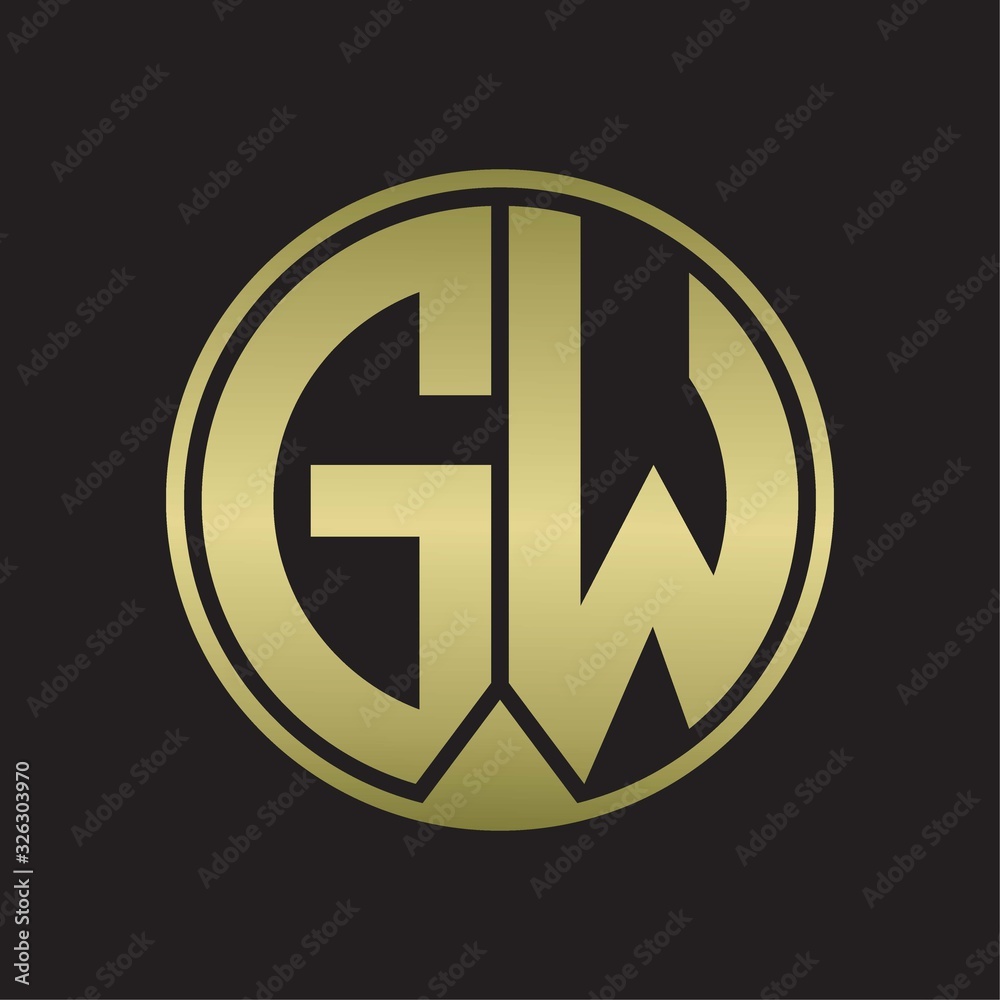 GW Logo monogram circle with piece ribbon style on gold colors