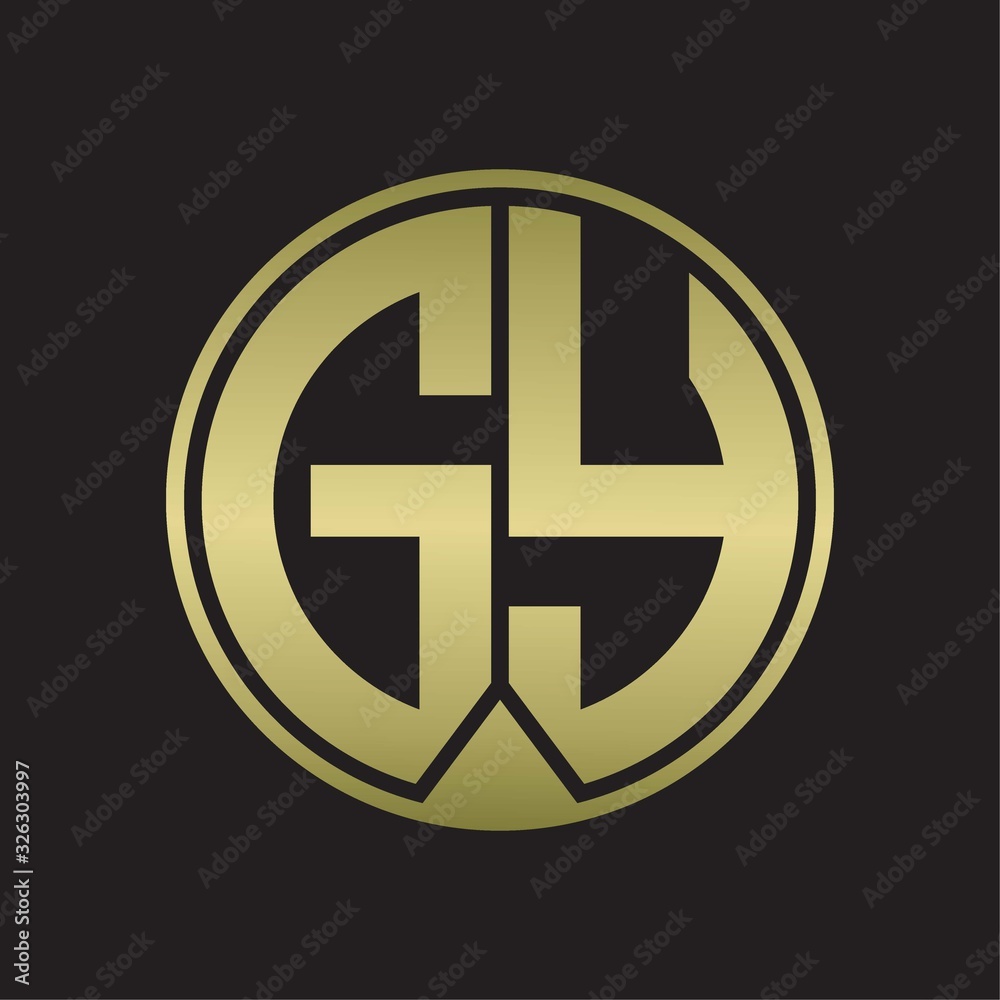 GY Logo monogram circle with piece ribbon style on gold colors GY Logo monogram circle with piece ribbon style on gold colors