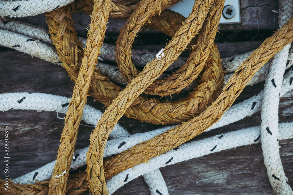 Arrière plan cordages de bateaux, grosse corde