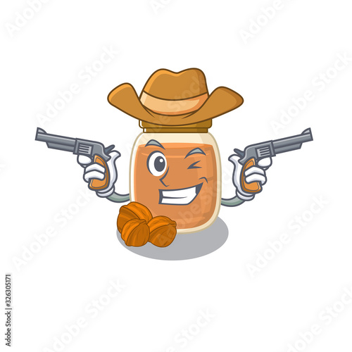 Walnut butter Cowboy cartoon concept having guns