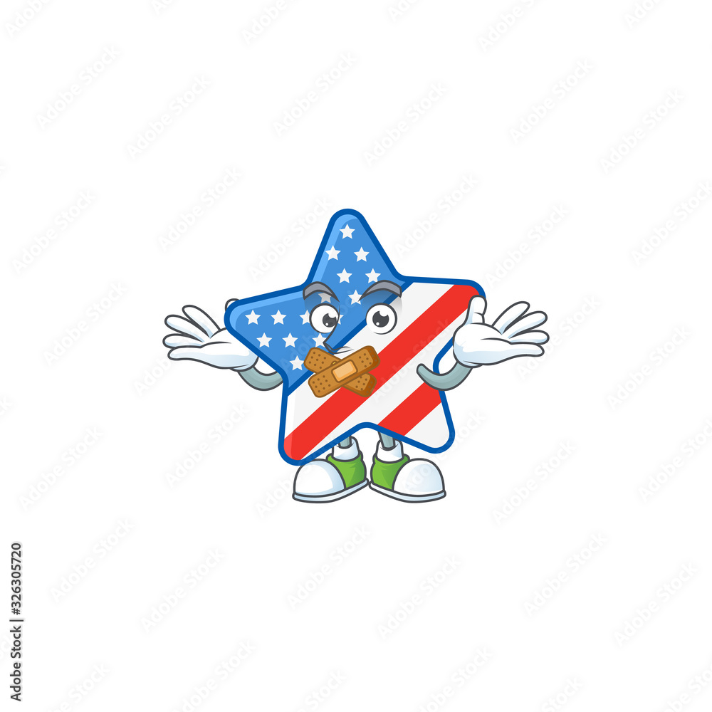 mascot cartoon character design of USA star making a silent gesture