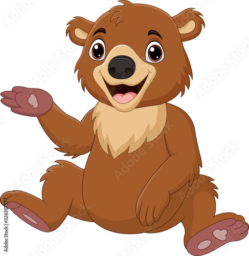 Cartoon baby brown bear sitting