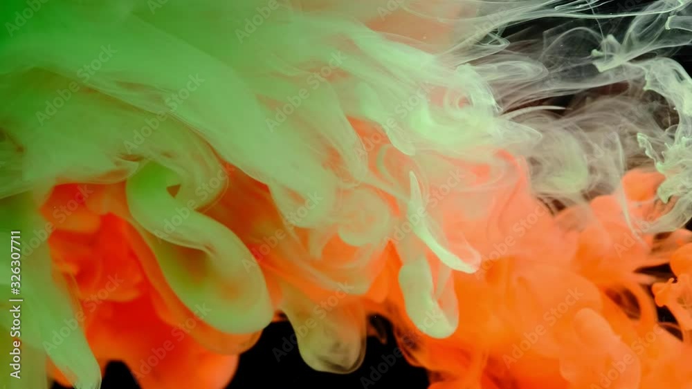 4K, Color drops in water, abstract color mix, drop of Ink color mix paint falling on water Colorful ink in water, 4K footage,