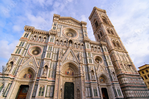 Cathedral of Saint Mary of the Flower (Duomo di Firenze) and Giotto's Campanile in Florence , Italy