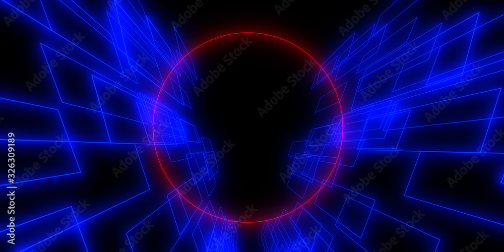 Fototapeta premium 3D abstract background with neon lights. 3d illustration